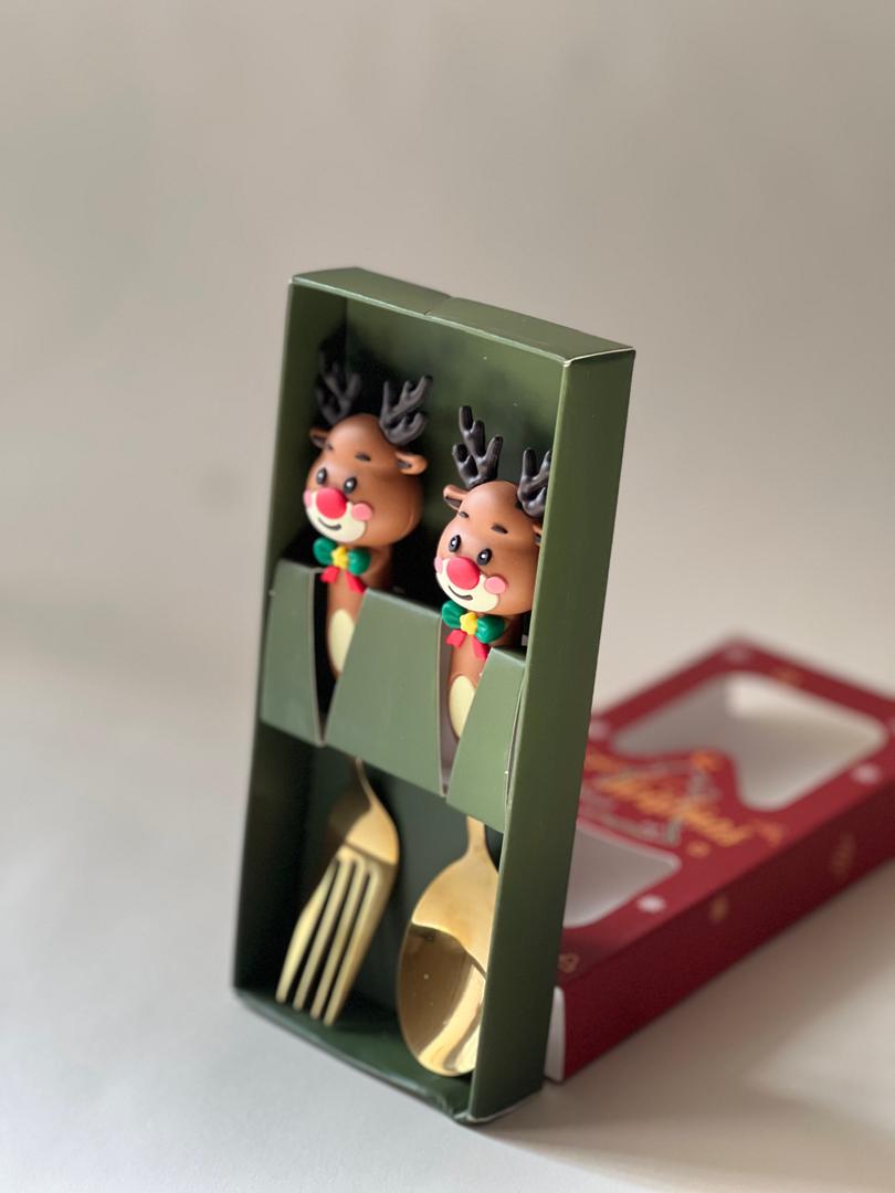 قاشق و چنگال استیل طرح گوزن