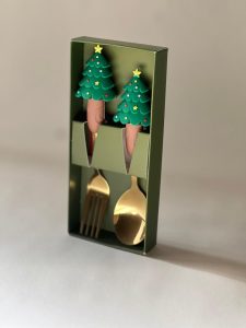 قاشق و چنگال استیل طرح کاج