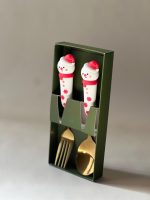 قاشق و چنگال استیل طرح آدم برفی